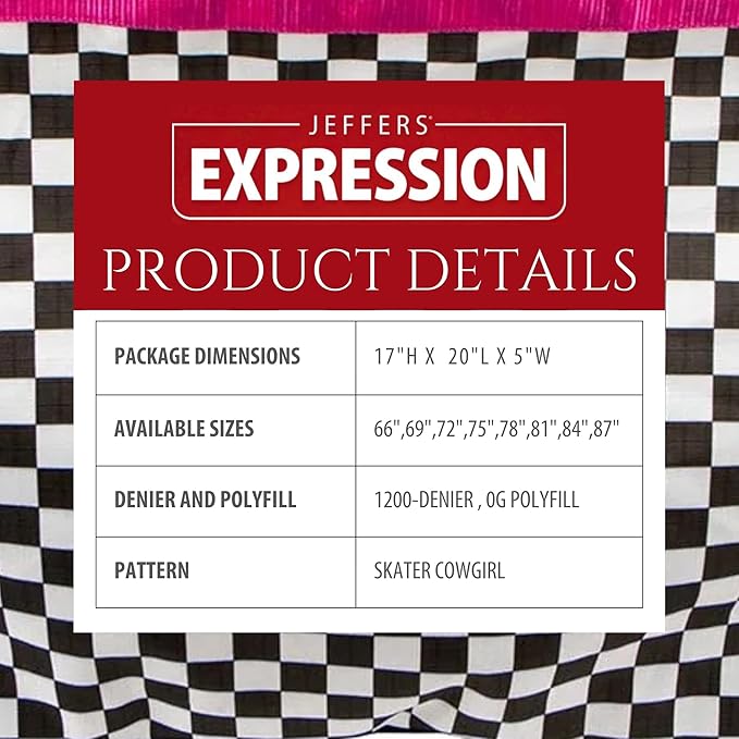 Jeffers Expression 1200 Denier Standard Neck Turnout Sheet, Skater Cowgirl, 87"- Waterproof, Breathable Horse Sheet with 0g Polyfill, No Insulation - Ideal Protection for Wind & Rain, Light Weight