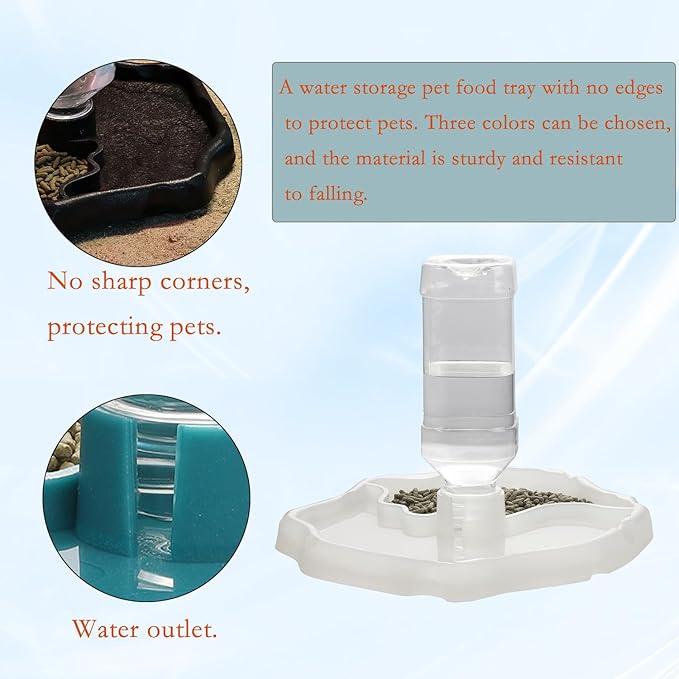 IBWell 2-in-1 Reptile Water Bowl Food Dish with Bottle Automatic Reptile Feeder for Turtle, Bearded Dragon, Lizard Gecko Water Bowl Food Dish
