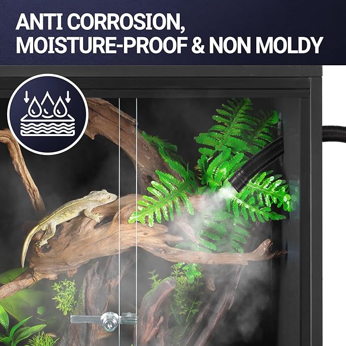REPTI ZOO 20 Gallon PVC Reptile Terrarium, 24x18x12 inch Reptile Tank for Crested Gecko Leopard Gecko Snake Turtle Hermit Crab, Thermal Insulation Moisturizing