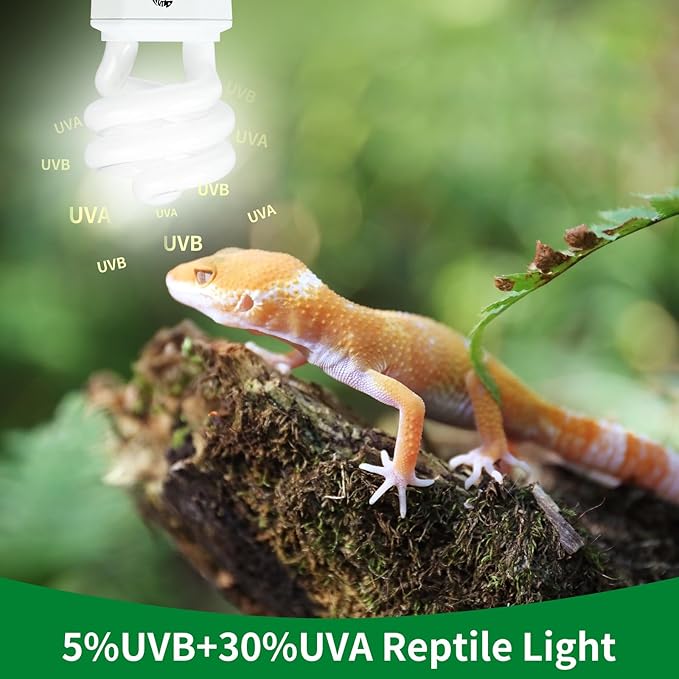 UVA UVB Reptile Light-15W 5.0,Tropical & Sub-Tropical Terrarium Compact Fluorescent Lamp,UVB Reptile Light Bulb for Snake,Chameleons,Iguanas