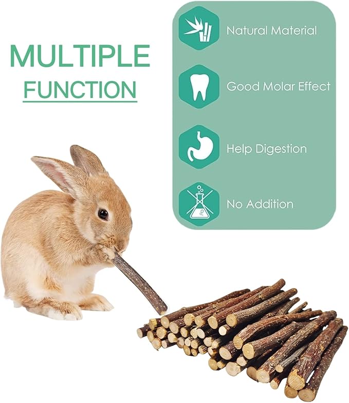 200g Apple Sticks for Bunny Chinchillas,Small Animals Wood Chew Sticks,Wood Chew Toys for Rabbits Guinea Pig Hamster Gerbil Bunny(Thin7oz)