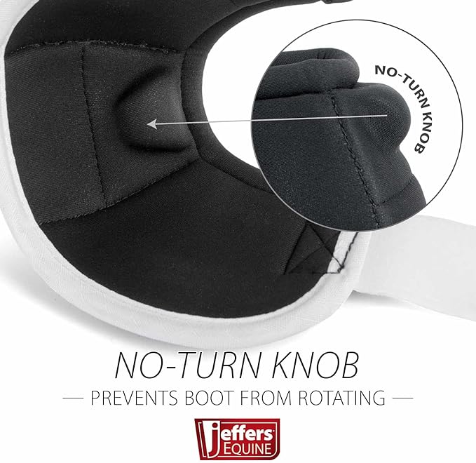 Jeffers Equine No Turn Bell Boots for Horses - White, Medium | Shock Absorbing Hoof Protection | Secure Double Hook & Loop Closure, Perfect for Travel, Turnout, Training, & Riding - 1 Pair