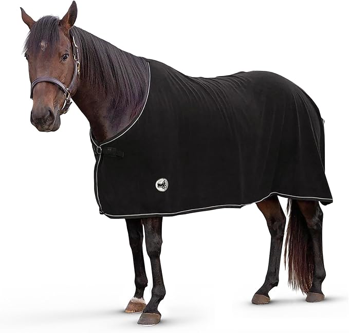 Jeffers Equine Elite Fleece Horse Cooler Blanket, 72 Inch – Soft, Adjustable Fit, Lightweight, Easy Care, Moisture Wicking Cooling Sheet with Surcingle for Post Exercise, Travel for Horses – Black