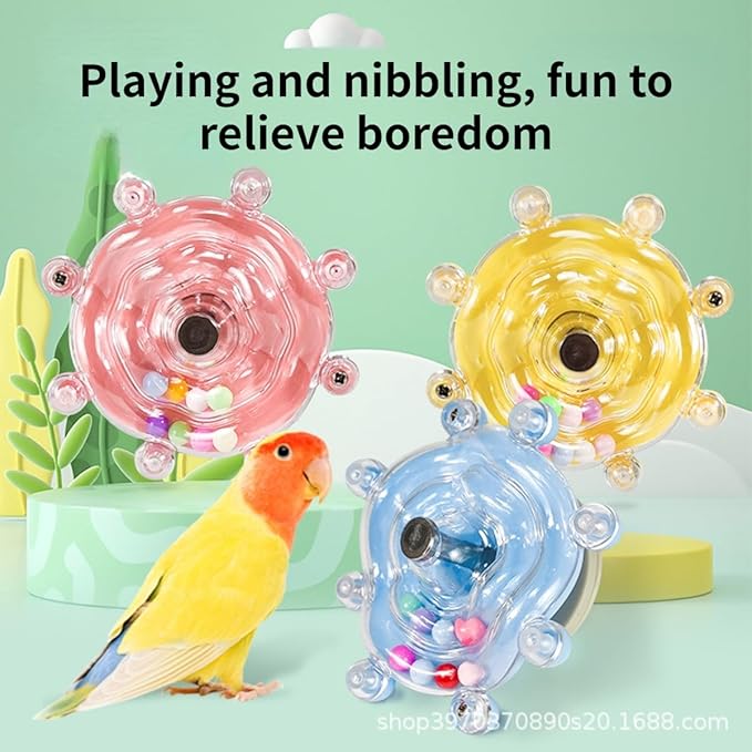 Parrot Spinner Toy, Funny Parakeet Toy Interactive Parrot Toy Bird Toy Spinning Rattle Cockatiel Toys Bird Cage Accessories for Entertainment Chewing Exercise (Blue)