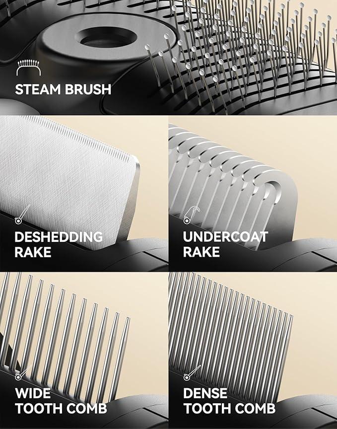 5-in-1 Cat Hair Brush & Gromming Rakes, Cat Steam Comb for Long or Short Haired Indoor Cats, Dog Hair Spritz Comb for Deshedding and Untangling, Pet Brush for Dog Kitten Rabbit Massage
