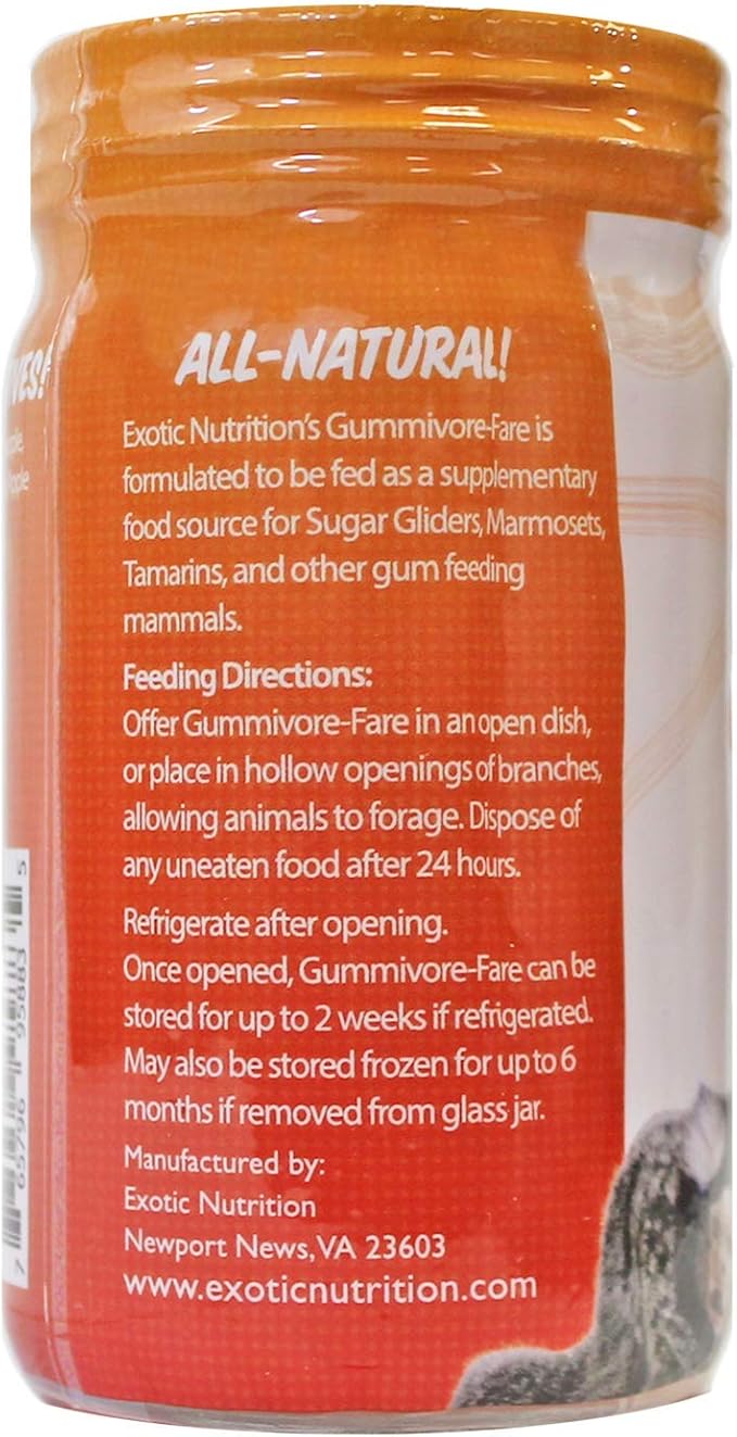 Gummivore-Fare Combo (Original + Fruit) - Healthy All Natural Native Food Treat Sugar Gliders, Marmosets, Tamarins, and other Gum-Feeding Mammals - 8 oz. Jar - Acacia Gum-Based Supplement