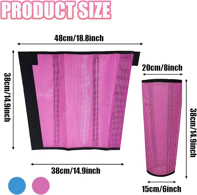 Mesh Horse Fly Boots Set of 4, Breathable Loose Fitting Leggings for Horses, Reduces Stomping & Fatigue, Leg Fly Protection (Rose red)