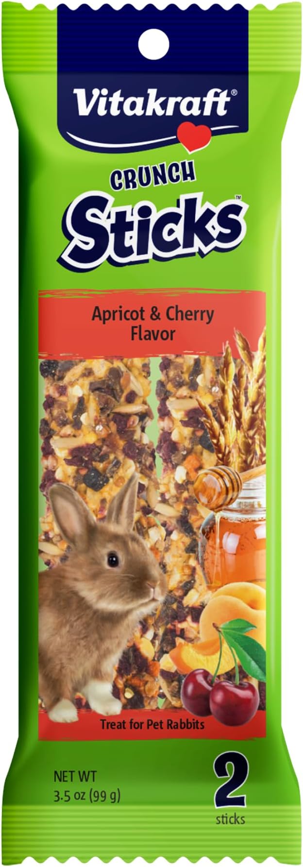 Vitakraft Rabbit Treat Stick - Apricot And Cherry - 3.5Oz