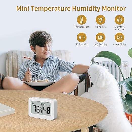 DOOMAY 2-Pack Mini Hygrometer Indoor Thermometer, Humidity Gauge with Switch (℃/℉), Humidity Meter Digital Temperature Monitor for Greenhouse Babyroom Cellar Reptile Incubator Closet