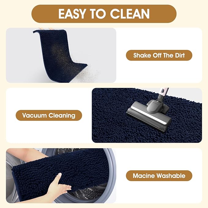 IM HOME 36" x 24" Navy Blue Dog Door Mats for Muddy Paws, Chenille Absorbent Dog Mat, Non Slip Heavy Mud Mat for Dogs, Soft Pet Bed Mat for Entryway, Mud Paws, Inside Floor