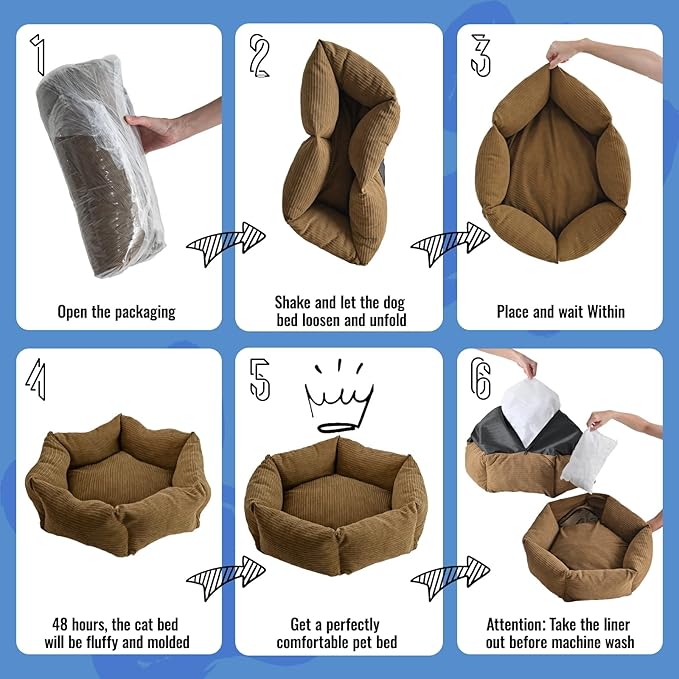 All-Season Stain Resistance Cat Dog Bed,Round Donut Pet Bed,Cord Washable Cat and Dog Beds with Removable Cover,Kitten Bed with Anti-Slip Bottom,Brown,21.6 * 5.9"