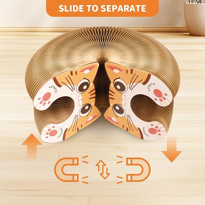 Collapsible Cats Cardboard Scratcher Interactive Pet Toys for Indoor Cats with Ring Ball Magnetic Kitten for Chase Scratch Cat