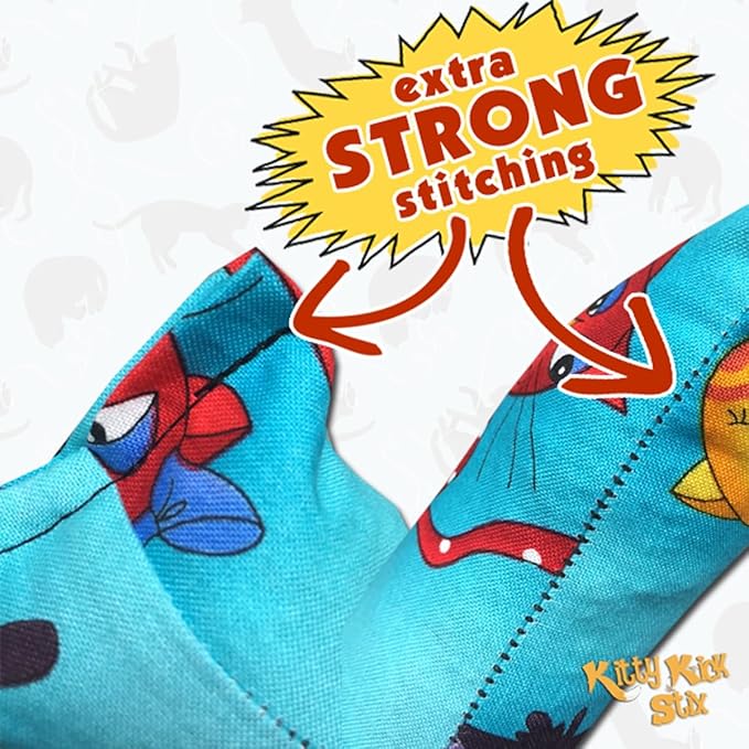 Kitty Kick Stix 15" Original Catnip Kicker Toy (Set of 2), Handmade in USA by Cat Lovers, Interactive Natural Cat & Kitten Toy, Packed with 100% Potent Catnip for All Breeds (Crayola Cats)