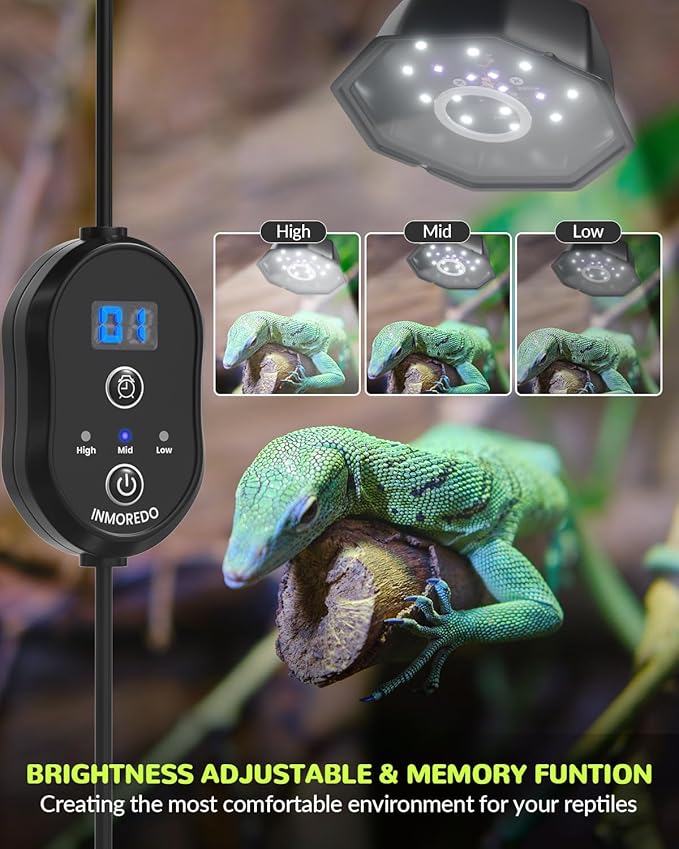 LED UVB Light for Reptiles, UVB 5.0/10.0 Reptile Light Dimmable, Adjustable Brightness Reptile Lamp with Timer for Rainforest & Desert Reptiles