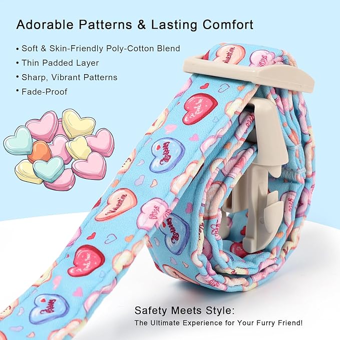 Valentines Dog Collar for Small Dogs - Valentine Candy Hearts Dog Collars, Love Boy Girl Dogs Collars, Lightweight Adjustable Cute Blue Puppy Collar with Quick-Release Buckle XS