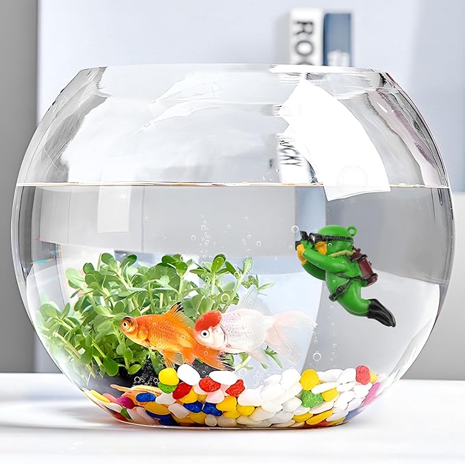 onesimcr Floating Fish Tank Decorations, Aquarium Decorations, Lovely Diver Fish Tank Decorations, Floating Device Fish Tank Accessories，Suitable for All Kinds of Fish Tanks(Dark Green)…