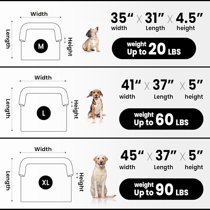 Calming Dog Couch Bed for Medium Dogs/Cats, 35 x 31 inch Waterproof Removable Dog Mat Couch Cover for Furniture Protector, Non-Slip Fluffy blunique Pet Bed for Couch, Sofa - Tie-Dye Khaki