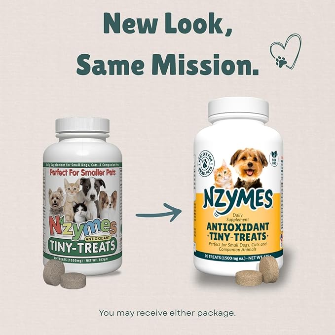 Nzymes® Antioxidant Tiny Treats - for Dogs Joints, HIPS, Paralysis, Skin, Coat, Hair Loss, Aging, Digestion, Seizures - Dog Treats for Small Dogs - 270 Treats - Made in The USA