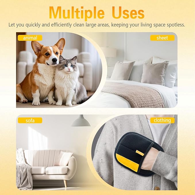 Pet Hair Removal Glove, Electrostatic Pet Hair Remover Gloves for Dogs Cats, Reusable Washable Remover for Bed Sheets Couch Clothes Carpet Car Seat(1PC)