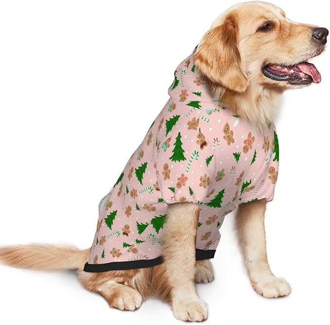 Christmas Gingerbread Men Hoodie,Christmas Cosplay Dog Clothes with Pocket and Hat Winter Clothes Sweaters X-Small