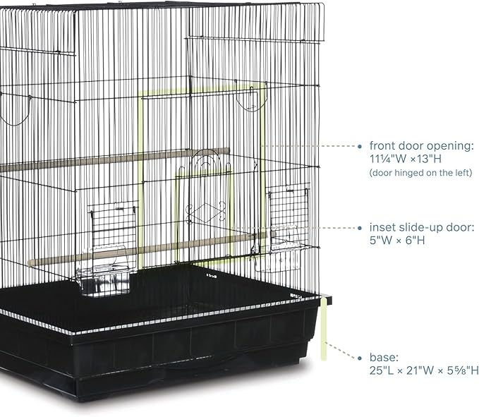 Artisanal Attic Square Roof Bird Cage with Unique Square Roof Design, Durable Construction, Spacious Interior White