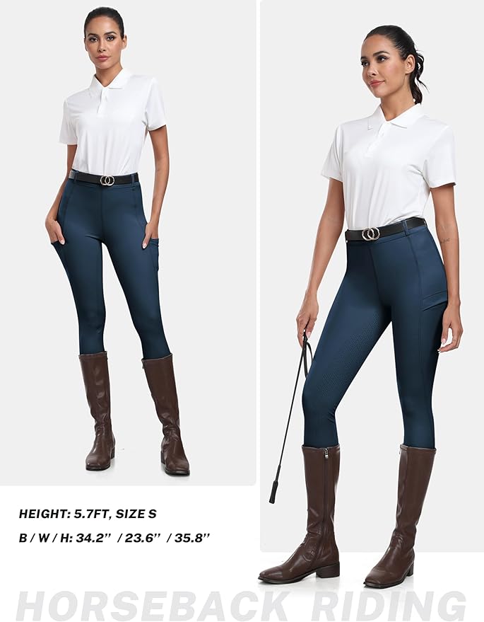 MoFiz Women's Silicone Full Seat Horse Riding Pants Zipper Pockets Equestrian Breeches Riding Tights