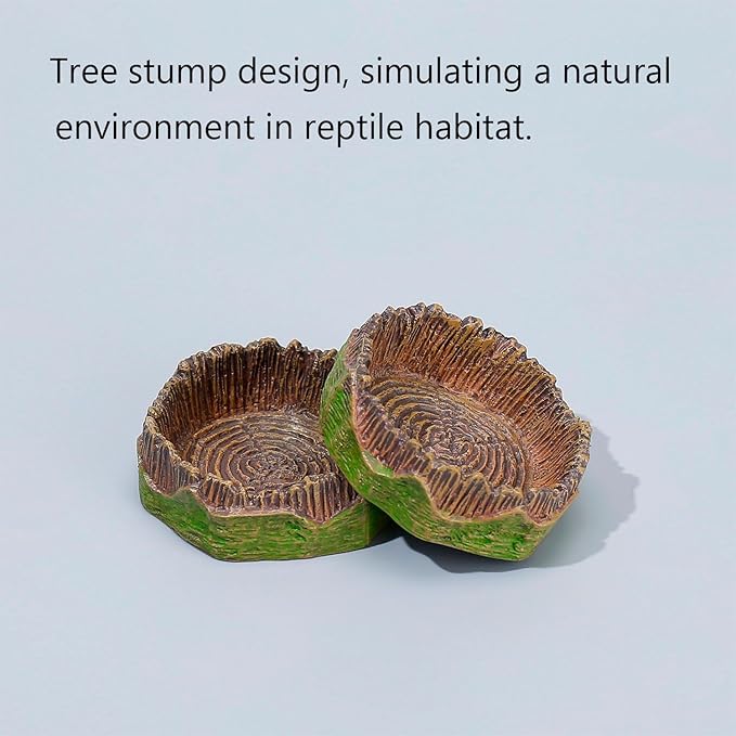 Small Reptile Feeding Dish 2Pack Gecko Food Water Dispenser Worm Bowl with Resin Volcano Decor for Terrarium Leopard Crested Gecko Juvenile Bearded Dragon Lizards Cricket Dubia Feeder