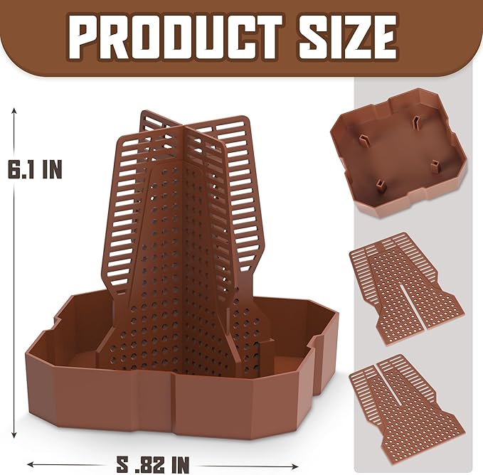 Chameleon Feeding Bowl for Reptile Terrarium, Climbable Design for Reptile to Hunt, Suitable for Feeding Lizards, Bearded Dragons, Geckos, Guardians, Frogs, Reddish Brown, Large