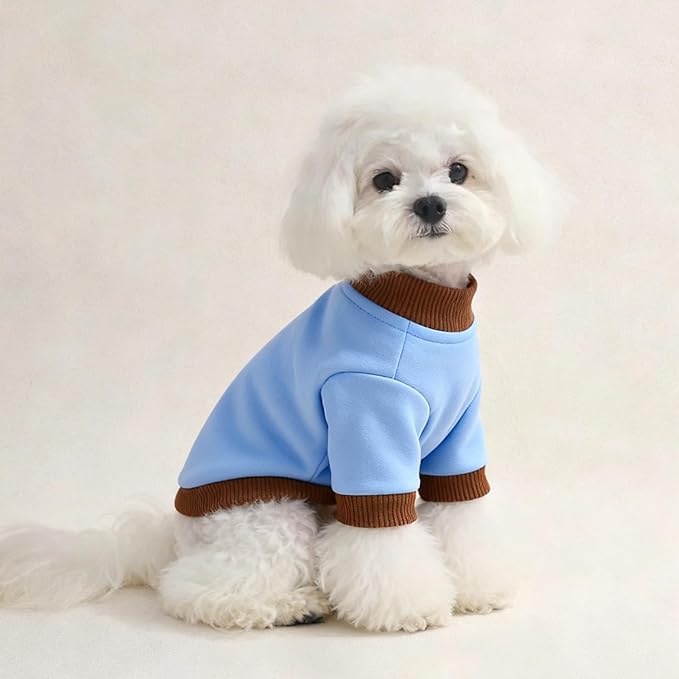 Custom Dog Hoodie, Personalized Sweatshirt with Photo Text Name Logo, Customized Hooded Sweater for Small Medium Large Dogs & Cats (Blue + Brown Border, XX-Large)