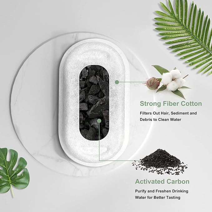 Cat Water Fountain Filters, Compatible with Stainless Steel Pet Fountain 8 Filters with 8 Sponges Replacement Filters for Cat Fountain (8 Filters& 8 Sponges)