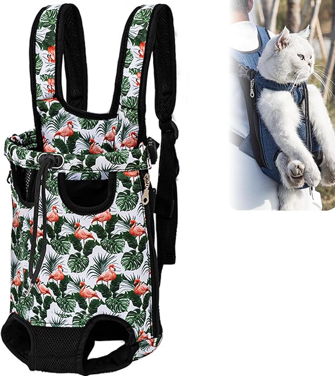 Portable Pet Carrier Backpack, Adjustable Pet Front Cat Dog Carrier Backpack Travel Bag for Small Medium Dogs Cats Puppies, Cat Backpack Carrier for Hiking Cycling (J, M)