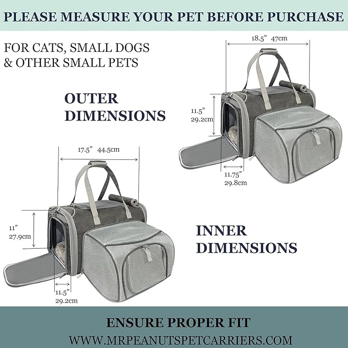 Mr. Peanut's Gold Series Standard Size Airline Compliant Expandable Pet Carrier V3.0 (Deja Blue)