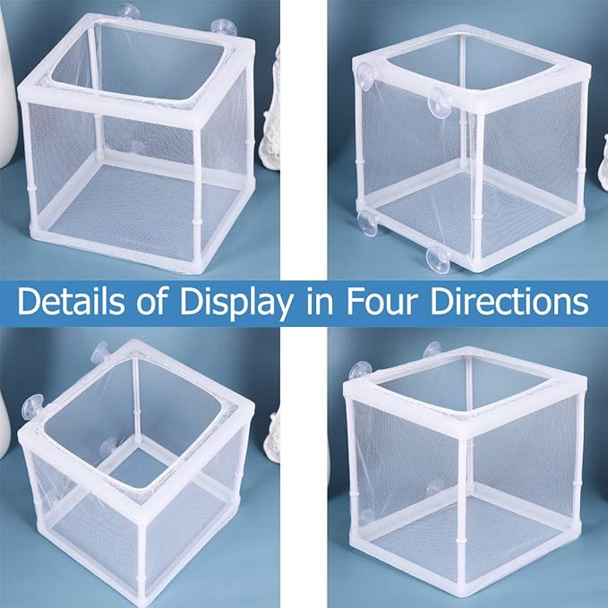 Fish Box, Aquarium Box Nylon Mesh Fish Fry Hatchery Box Floating Separation Net