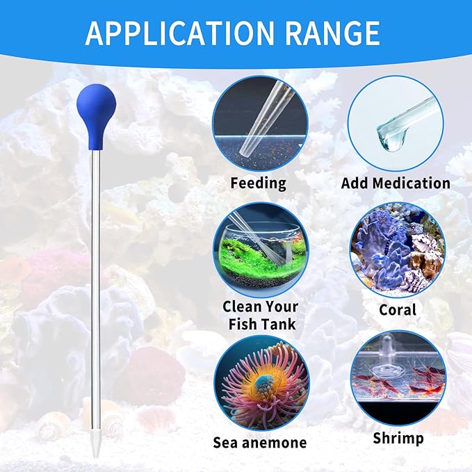 1 Pc 18.5 in Long Pipette with 2 Pc Stainless Steel Feeding Long Tweezers for Fish Tank Coral Food Feeder Long Syringe Aquarium Coral Feeding Tube for Marine Fish Reef Aquatic Plant