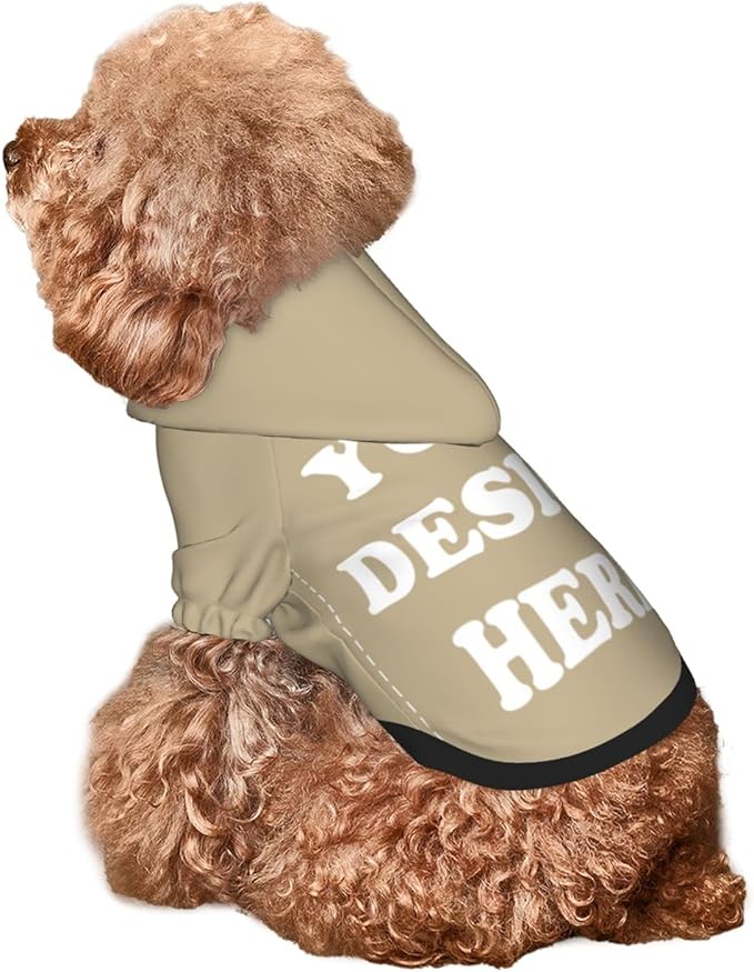 Dog Clothes, Custom Dog Hooded Sweatshirt, Personalized Pet Costume Robe Shirt with Text/Image/Club Name/Pet Shop Logo for Small Medium Large Dogs and Cats, Khaki, L
