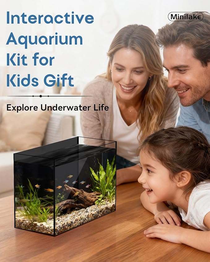 Glass Fish Tank Kit, 0.5 Gallon Betta Fish Tank Aquarium Starter Kit with Filter, Lights, Lid, for Betta, Goldfish, Small Fish or shrimg