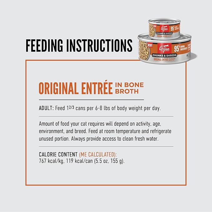 ORIJEN Chunks & Shreds Wet Cat Food Original Entrée 5.5oz Cans (6 Count)