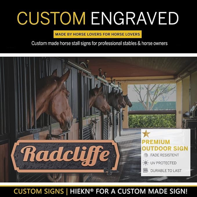 Acrylic Horse Stall Name Plate, 2.4" x 8" Personalized Stall Signs, UV Protected, Custom Pet Name Sign, All Weather Adhesive, Mounting (Antique Copper, Style 1)