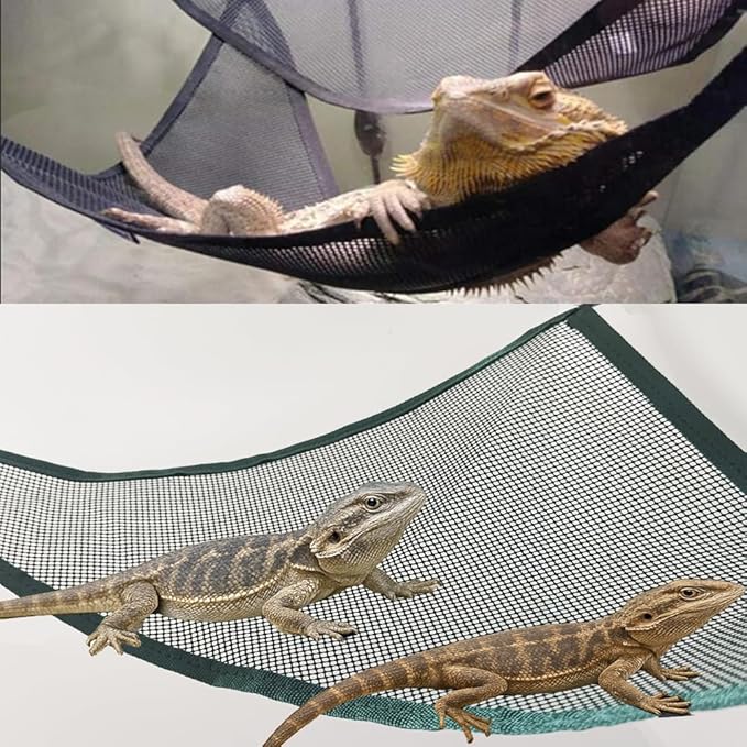 4 Pcs Bearded Dragon Lizard Hammock,Breathable Mesh Reptile Hammock, Suitable for Large & Small Bearded Dragons Anole Geckos Lizards or Chameleon(Black, Green)