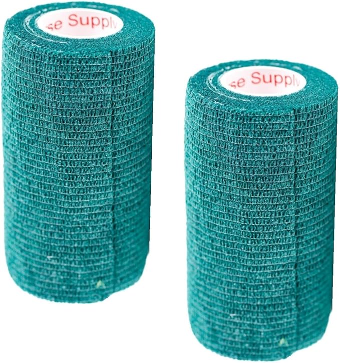 Vet Wrap Tape (Hunter Green) (2 Pack) (3 Inch x 15 feet) Self Adhesive Adherent Adhering Cohesive Flex Self Stick Bandage Grip Roll Dog Cat Pet Horse