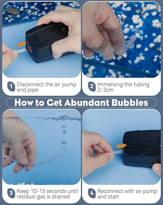 Pawfly 4.2 Inch Fish Tank Air Stone with Suction Cups Bubbler, Bubble Diffuser Oxygen Aquarium Air Stone, Pump and Tubing Not Included