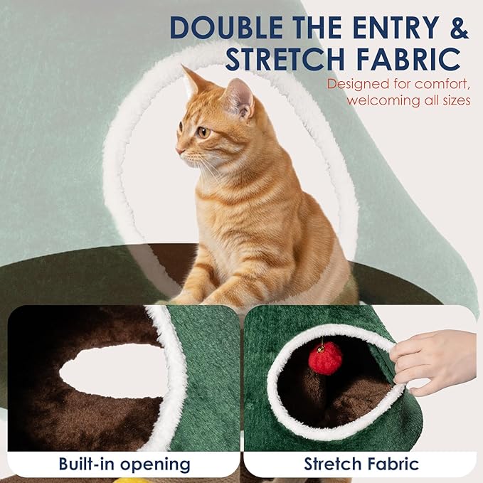 41" Tall Christmas Cat Tree, Stable Christmas Cat Tower with Scratching Posts and Gift Box, for Indoor Cats (41" Tall)