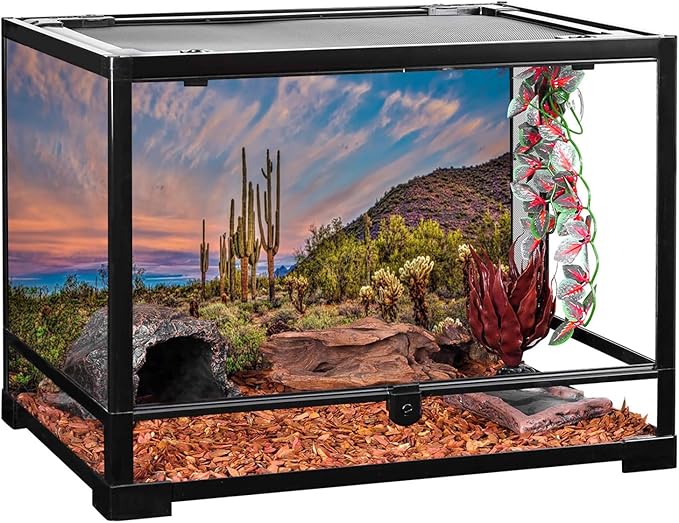 AWERT 72x24 inches Terrarium Background Blue Sky Cloud Huge Cactus Oasis Gobi Reptile Habitat Background Vinyl