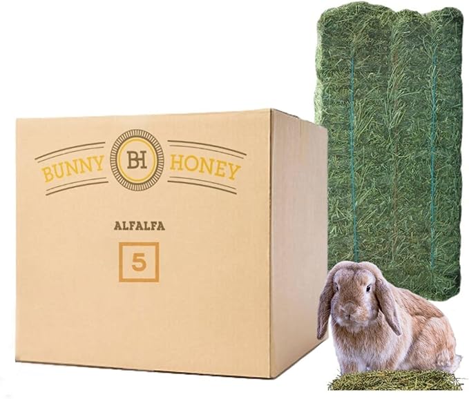 Bunny Honey Organic Alfalfa Hay for Bunnies 12 lb Dim wt/5 lb High-Protein & Calcium, Supports Growth & Dental Health, Fresh & Nutritious