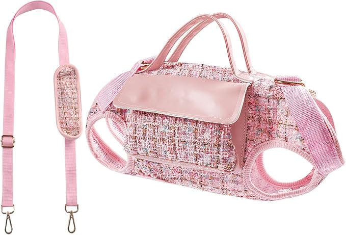 Dog Lift Harness Backpack for Small Dogs, Adjustable Straps Dog Sling Carrier for Hiking, Travel, Outdoor – Pink Large