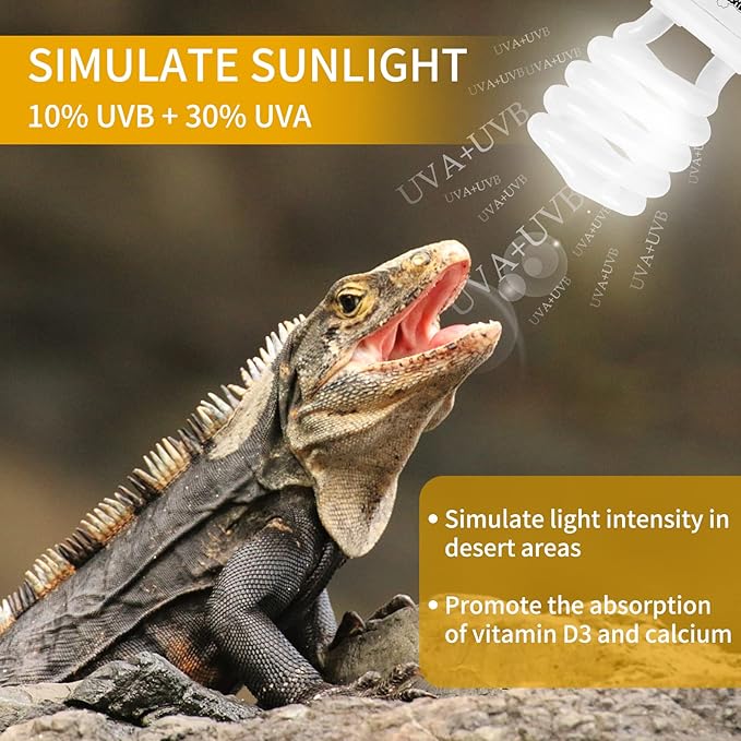 LUCKY HERP Desert UVA UVB Reptile Light Bulb 10.0 26W Compact Fluorescent Lamp
