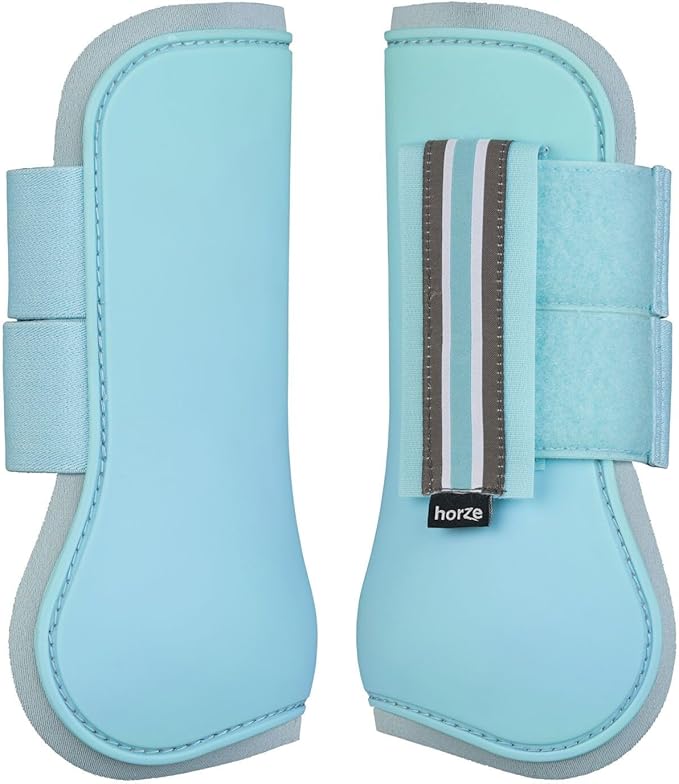 HORZE Adepto Open Front Tendon Boots | Durable Shell with Neoprene Lining - Canal Blue - Cob