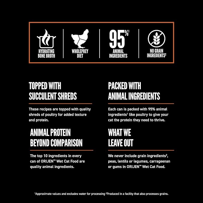 ORIJEN Chunks & Shreds Wet Cat Food Regional Red Entrée 3oz Cans (12 Count)