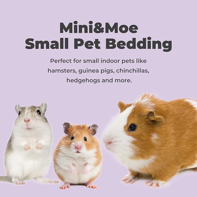 mini&moe Hamster Bedding 25 Liters: Dust-Free and Odor Control Moisture Absorbent Natural Paper Small Pet Bedding - for Guinea Pigs, Hamsters, Rabbits, and Small Animal
