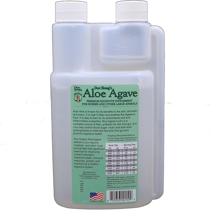 Doc Hoag’s Aloe Vera+Agave Premium Horse Supplement – Made in USA – Original Udder Balm – Natural Gastric Support for Horses & Large Animals – Stress Relief & Ulcer Care, 16 Fl Oz.